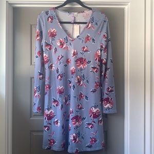 Ayla francescas floral blue purple tunic dress M